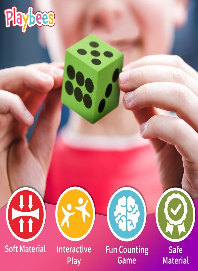 Playbees Neon Big Foam Dice Set - 24-Pack, Jumbo, and Colorful Dice for Kids - Ideal for Boosting Math Skills, Great Gifts, and Party Fun - Image 4